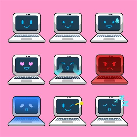 Premium Vector | Laptop emoticon sticker