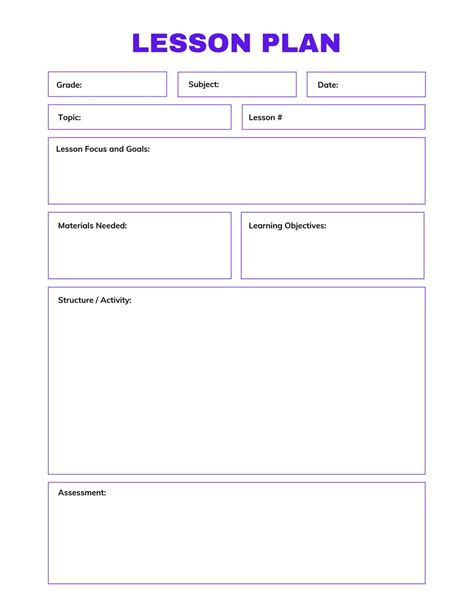 Lesson Plan Template for Educators digital, Printable - Etsy Israel