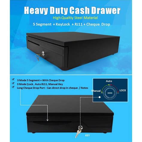 HYPERACK™️ Cash Drawer Cash Box Storage Tray Money Box Cashier Machine Key Lock Coin Pos System ...