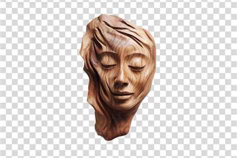 Wooden Face Sculpture 28 Isolated Graphic by Whimsy Girl · Creative Fabrica