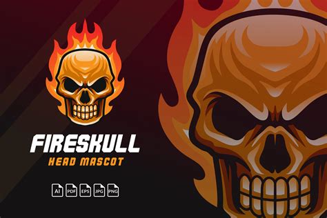 Fire Skull Mascot Character Logo Graphic by P4tcreativa · Creative Fabrica