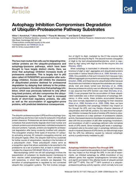 (PDF) Autophagy inhibition compromises degradation of ubiquitin-proteasome pathway substrates