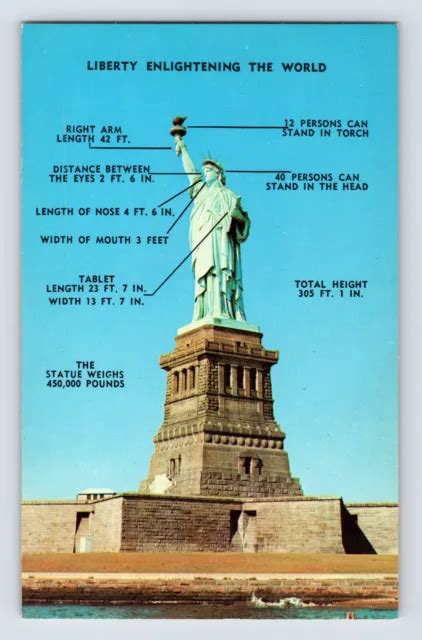 POSTCARD NEW YORK City NYC Statue Liberty Facts 1960s Unposted Chrome $4.00 - PicClick