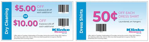 May Coupons - Klinke Cleaners