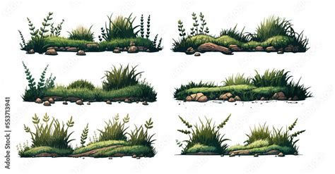 Set of cartoon vector grass Stock Vector | Adobe Stock