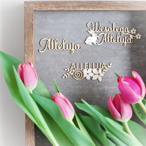 Happy Easter / Wesołego Alleluja words set 25 – Decorative laser cut chipboards – Bloomar Design