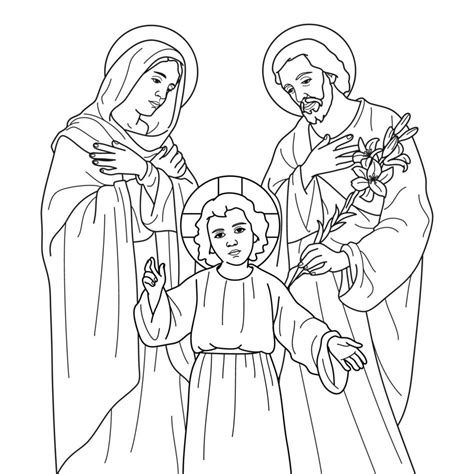 Holy Family of Nazareth, Jesus, Mary and Joseph Vector Illustration ...