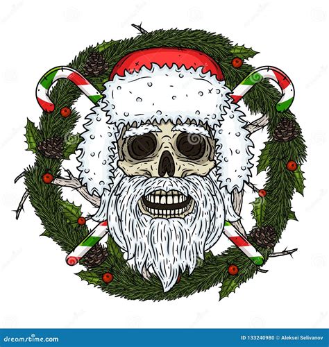 Skull. Santa Claus Skull. Vector Illustration Isolated On Black Background. Stock Vector ...