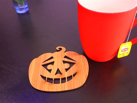 Laser Cut Halloween Drink Coaster DXF File Free Download - 3axis.co