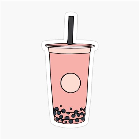 Pink Boba Bubble Tea Drink Sticker by murialbezanson | Drink stickers ...