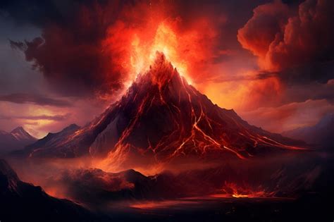 Premium AI Image | Volcano lava erupting volcano magma