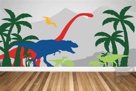 Dinosaur Wall Decal / Dinosaur Mural / Removable Wall Decal | Etsy