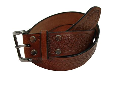 COWHIDE LEATHER WESTERN MENS BELT TOOLED LEATHER WORK CASUAL WEAR MEN ...