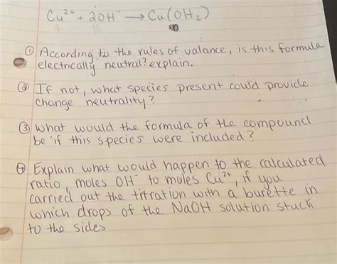 Solved Cu2++2OH− Cu(OH2) (1) According to the rules of | Chegg.com