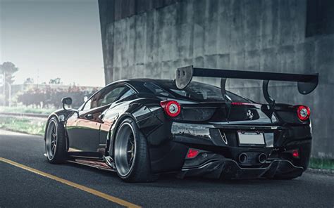 Download wallpapers Ferrari 458 Italia, tuning, italian cars, supercars, black 458 Italia ...