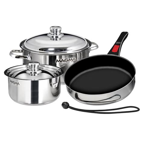 Magma Products 7 Piece Nested Stainless Steel Non Stick Oven Safe Cookware Set - Walmart.com ...