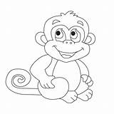 Premium Vector  Cute Little Monkey coloring Page For Kids Animal sketch template
