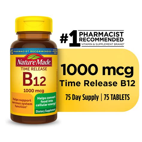 Nature Made Vitamin B12 1000 mcg Time Release Tablets, 75 Count - Walmart.com