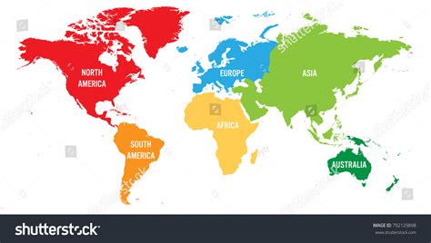 Carte du monde divisée en six : image vectorielle de stock (libre de ...