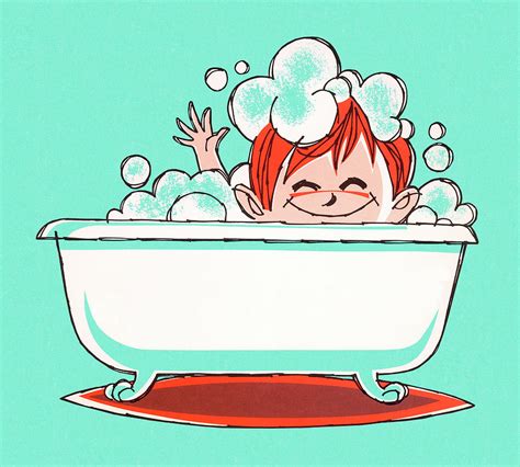 Boy in Bubble Bath Drawing by CSA Images - Fine Art America