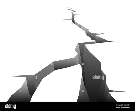 Ground crack perspective. Earth rift. Damage fissure 3D effect ...