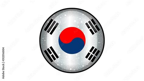 Animated South Korea flag cartoon illustration with glitter animation ...