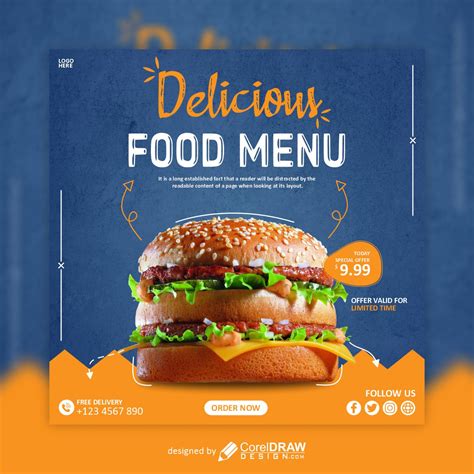 Download Delicious Food Menu poster design vector free | CorelDraw Design (Download Free CDR ...