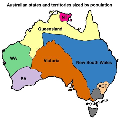 Australian states & territories sized by population - Vivid Maps