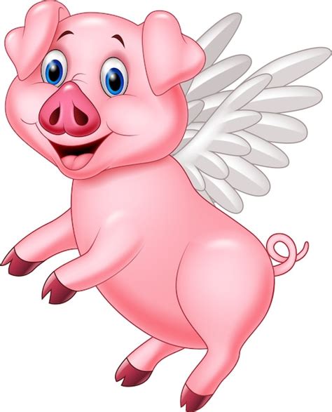 Premium Vector | Cute pig cartoon flying