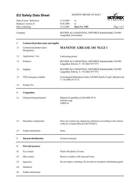 Download MSDS sheet - Motorex