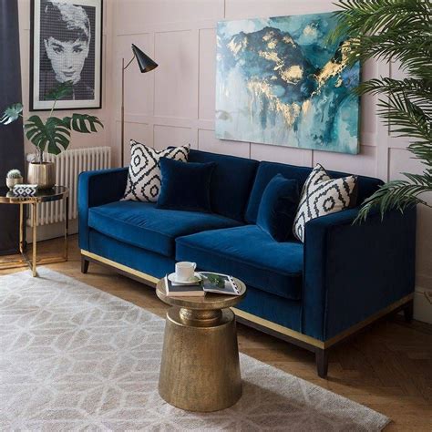 Blue Velvet Sofa Inspiration For a Luxurious Living Room | Velvet sofa living room, Blue sofas ...