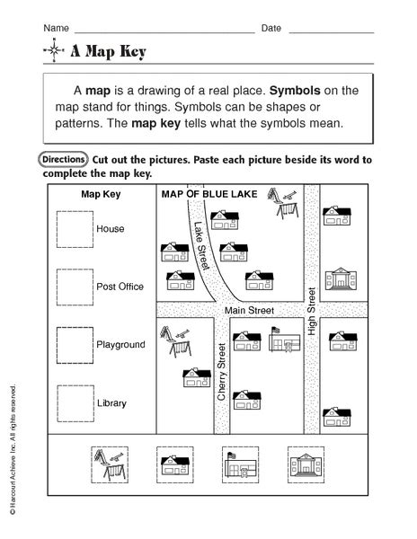 A Map Key Worksheet for 2nd - 3rd Grade | Lesson Planet