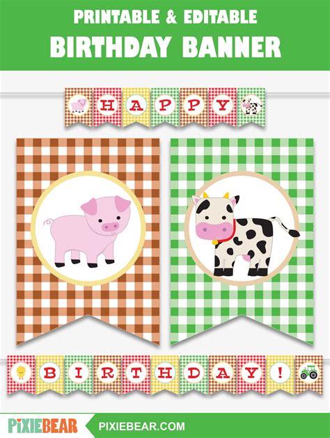 Farm Party Banner, Printable Farm Birthday Banner, Barnyard Party ...