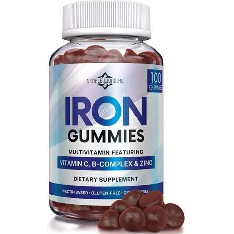 Iron Gummies for Women Men & Kids - Iron Supplement with Vitamin C A Vitamins B Complex Biotin ...