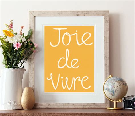 Joie De Vivre, French Print, French Saying, Hand Drawn, Inspirational Quotes, Joy Quotes ...