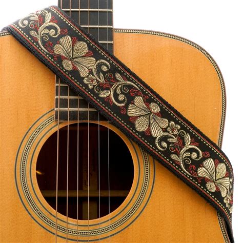 CLOUDMUSIC Guitar Strap Jacquard Weave Strap With Leather Ends Vintage