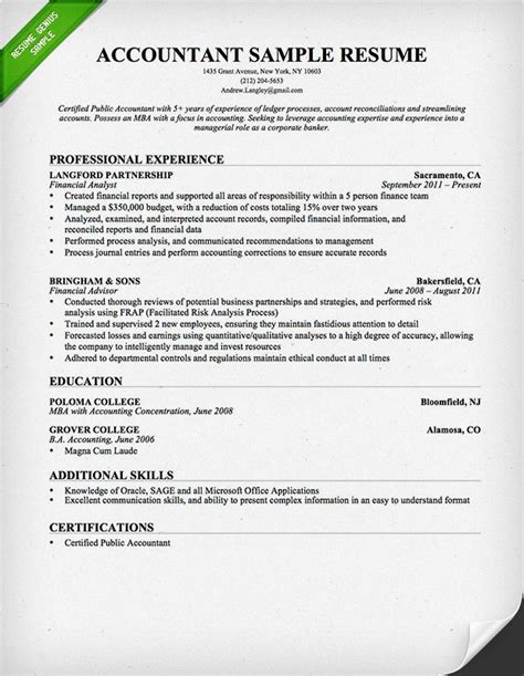 Resume For Accounting Job