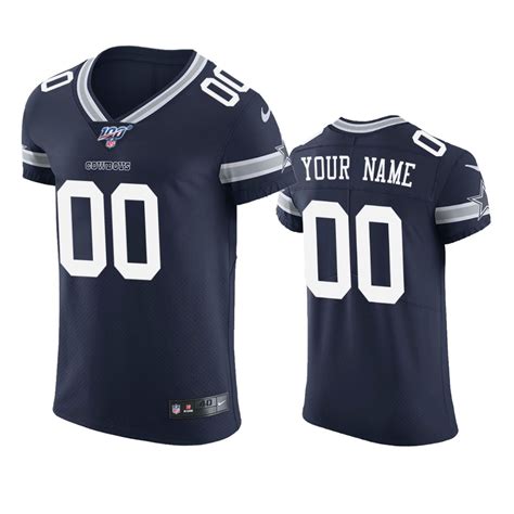 Dallas Cowboys Custom Navy 100th Season Vapor Elite Jersey - Bluefink