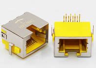 Right Angle 8P8C RJ45 Female PCB Connector Tab Up Yellow Housing Sinking