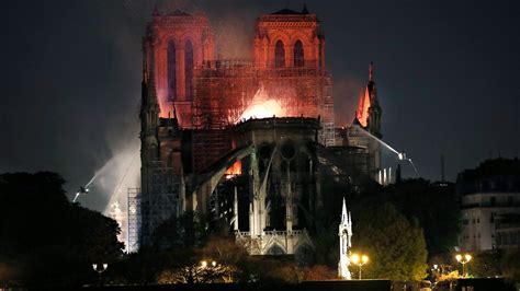 Notre Dame Cathedral on fire in Paris