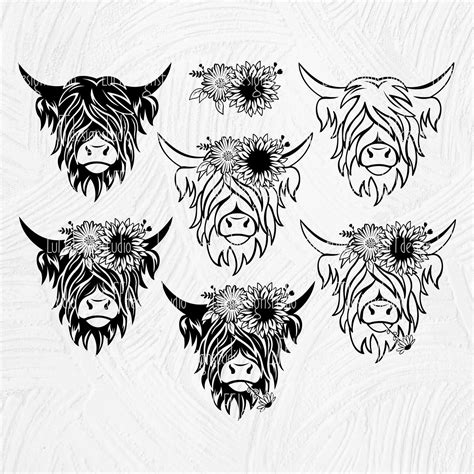 Highland Cow SVG Cow With Flowers SVG Floral Cow Head SVG - Etsy