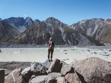 Hiking Tasman Glacier View in Mount Cook National Park, New Zealand ...