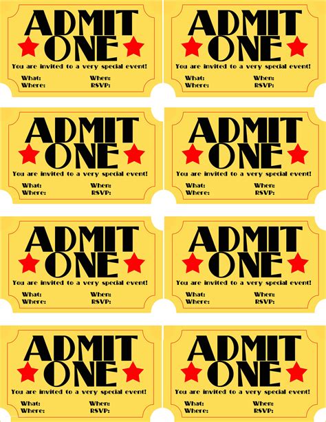 Movie Ticket Invitation Template Free Of Free Printable Movie Ticket ...