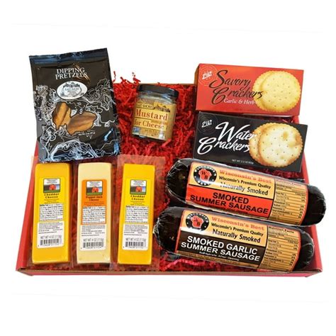 Deluxe Classic Gift Basket - features Summer Sausages, 100% Wisconsin Cheeses, Crackers ...