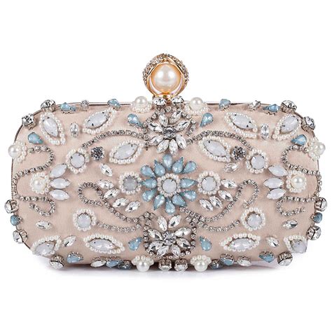 LJL Women Noble Crystal Beaded Evening Bag Wedding Clutch Purse-in Top-Handle Bags from Luggage ...
