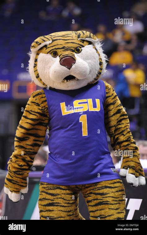 LSU mascot ''Mike the Tiger'' works the crowd during the second game of ...