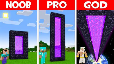 TALLEST NETHER PORTAL HOUSE BUILD CHALLENGE! BIGGEST PORTAL in Minecraft NOOB vs PRO vs GOD ...