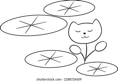 Water Lily Cat Cute Line Art Stock Vector (Royalty Free) 2188724509 ...
