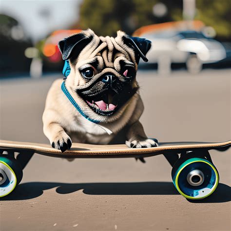 Pug on a Skateboard · Creative Fabrica