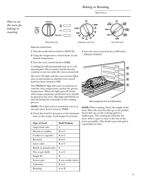 Baking/roasting, Baking/roasting , 20, 21, Baking or roasting | GE Monogram 30 Wall Oven User ...